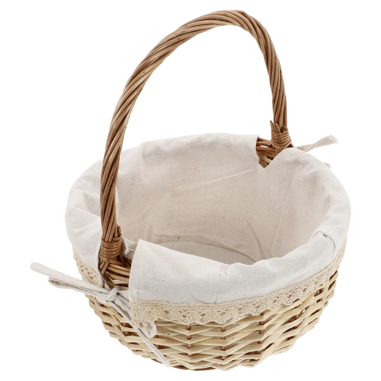 1PC Rattan Woven Linen Storage Basket Handheld Picnic Basket Fruit Storage Basket