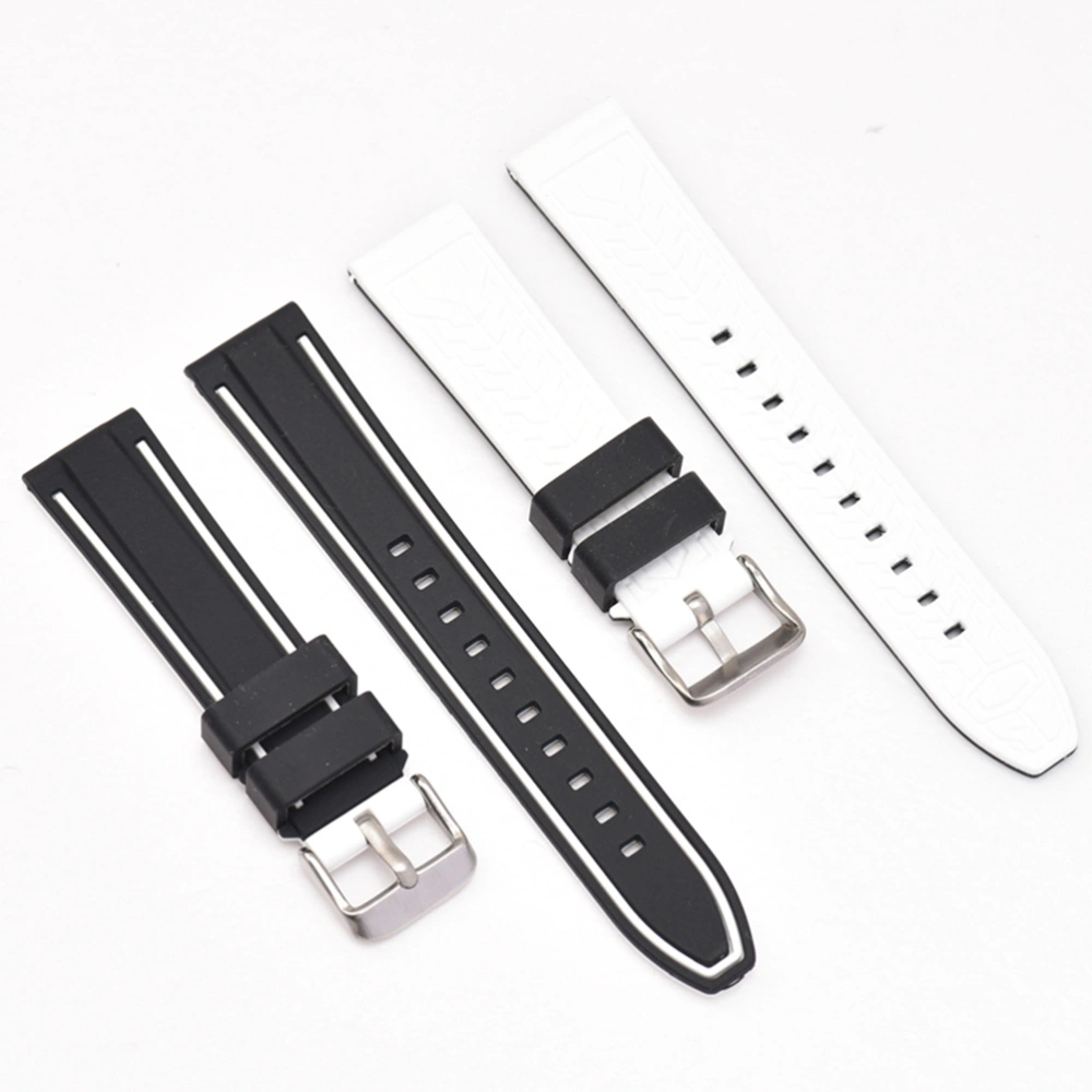 Silicone Smartwatch Band Replacement Watchband Color Matching Watch Strap Compatible for Apple Watch (24mm Black and White)