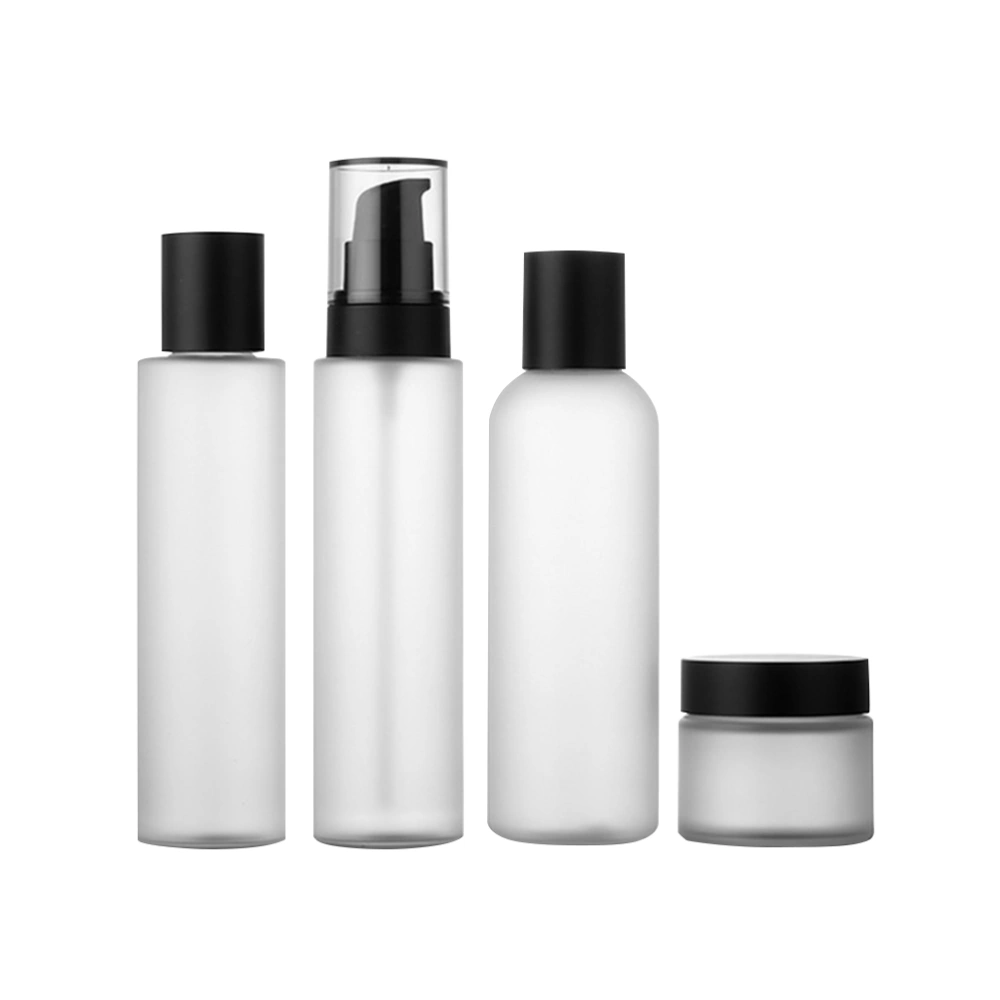 4Pcs  Glass Cream Box Cream Bottle Cosmetic Separated Bottle Empty Travel Bottle(White)