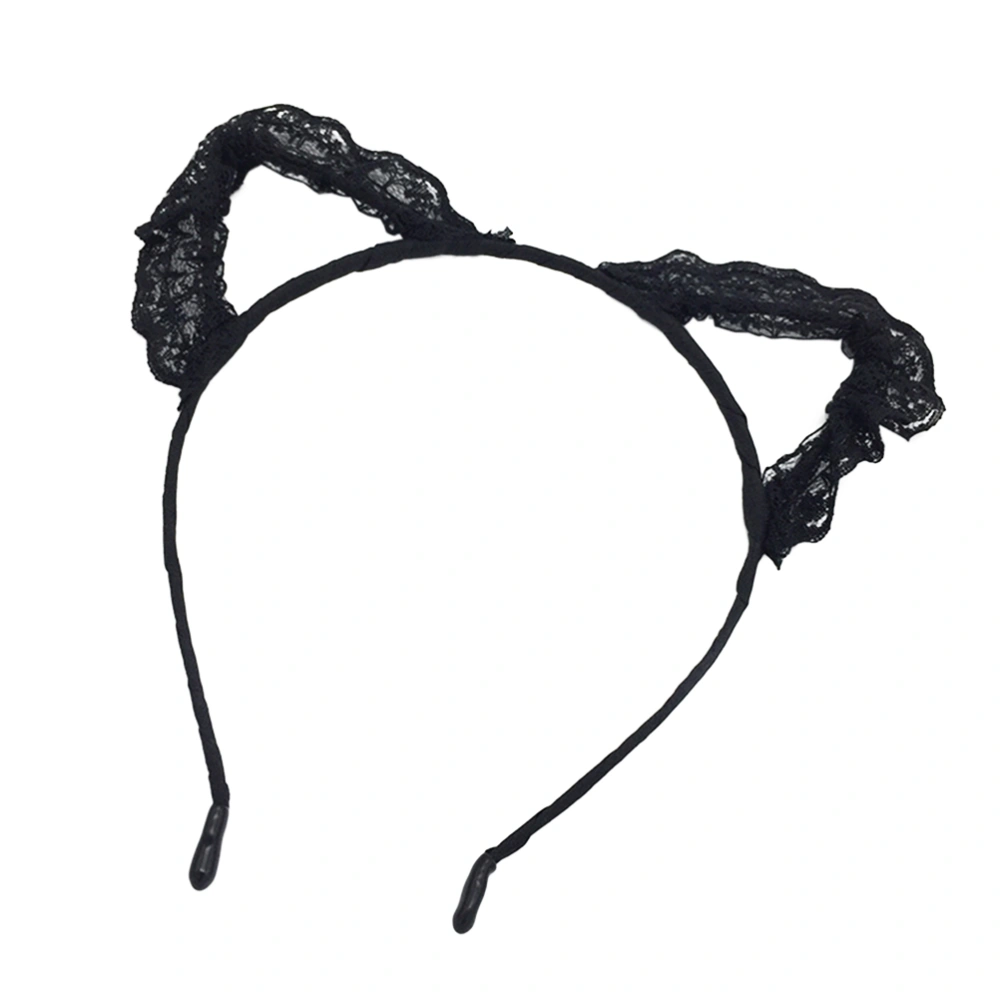 Black Lace Cat Ears Headband Fashion Sexy Hairband for Girls Women Cosplay Costume Accessories (Lace)