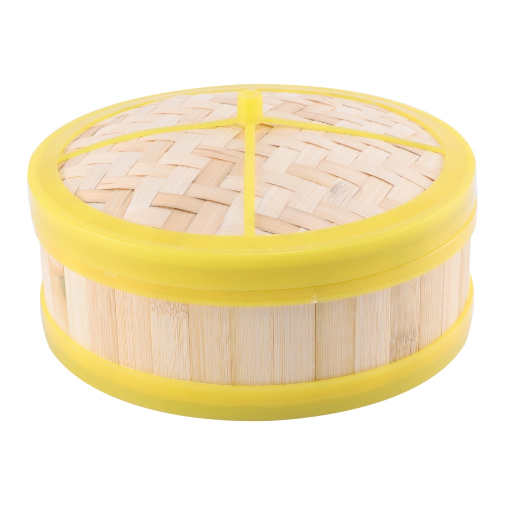 1 Set Bamboo Steamer Single Tier Basket with Lid Steam Basket for Cooking Dim Sum Dumpling Bun Vegetable Rice (1Pc 20cm Steamer 1Pc 20cm Lid)