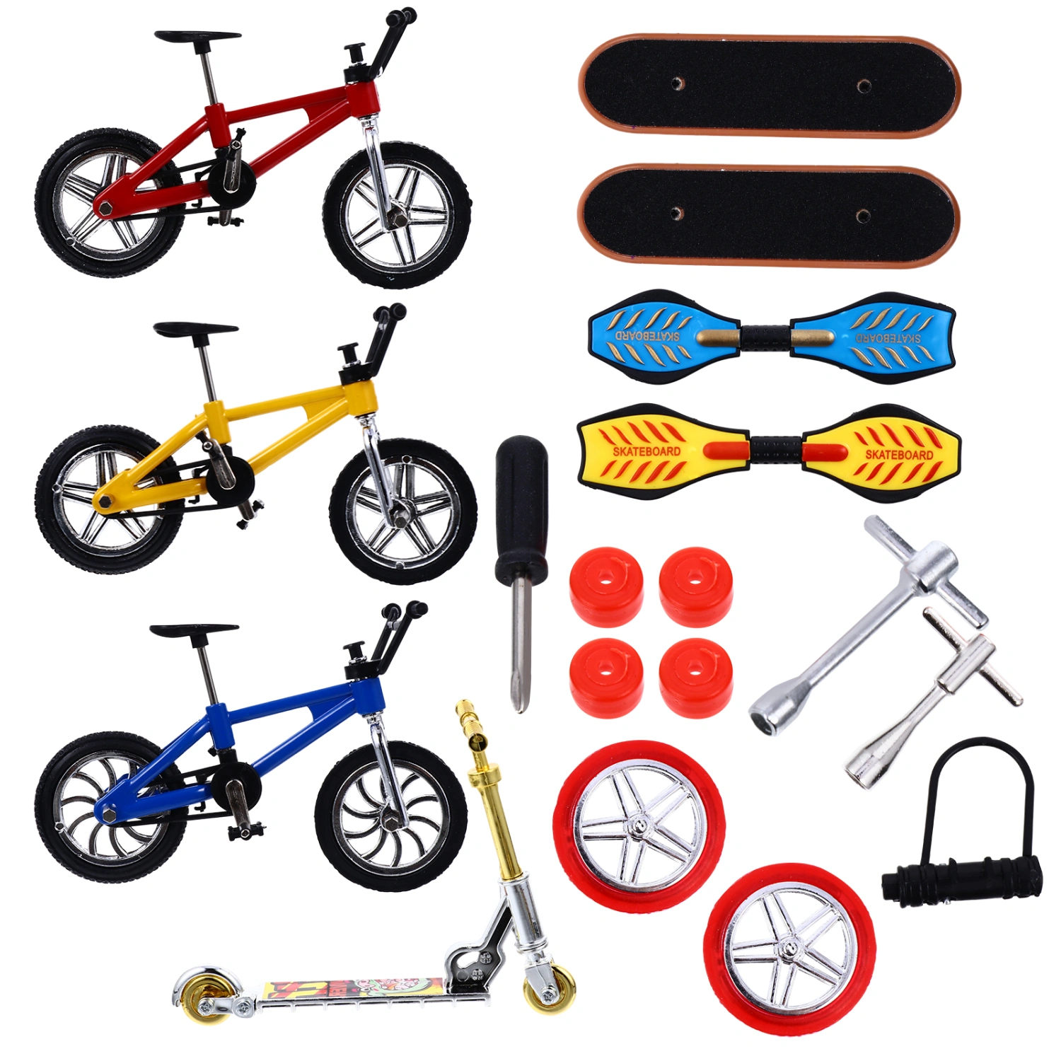 18 Pcs Mini Finger Toys Finger Skateboards Finger Bikes Scooter Tiny Swing Board
