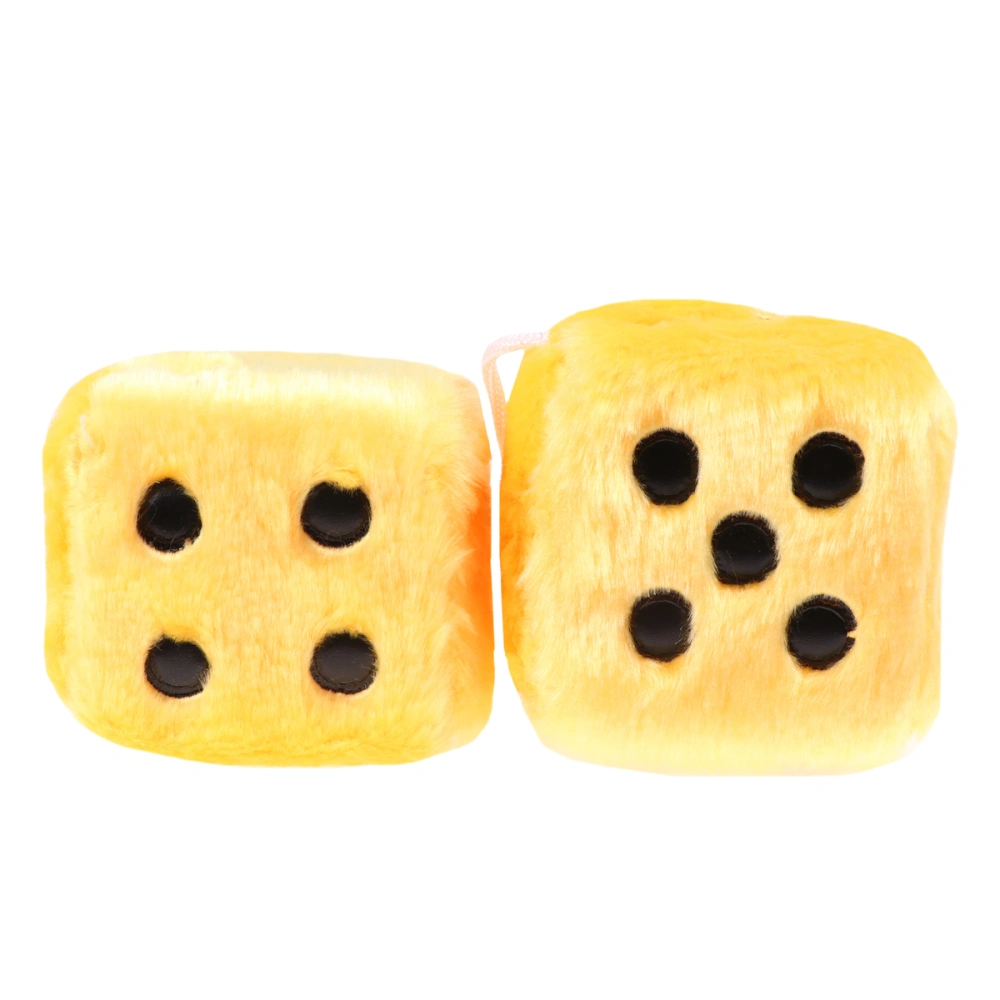 Car Hanging Ornament Creative Plush Dice Adornment Funny Dice Accessory Car Pendant (Yellow)