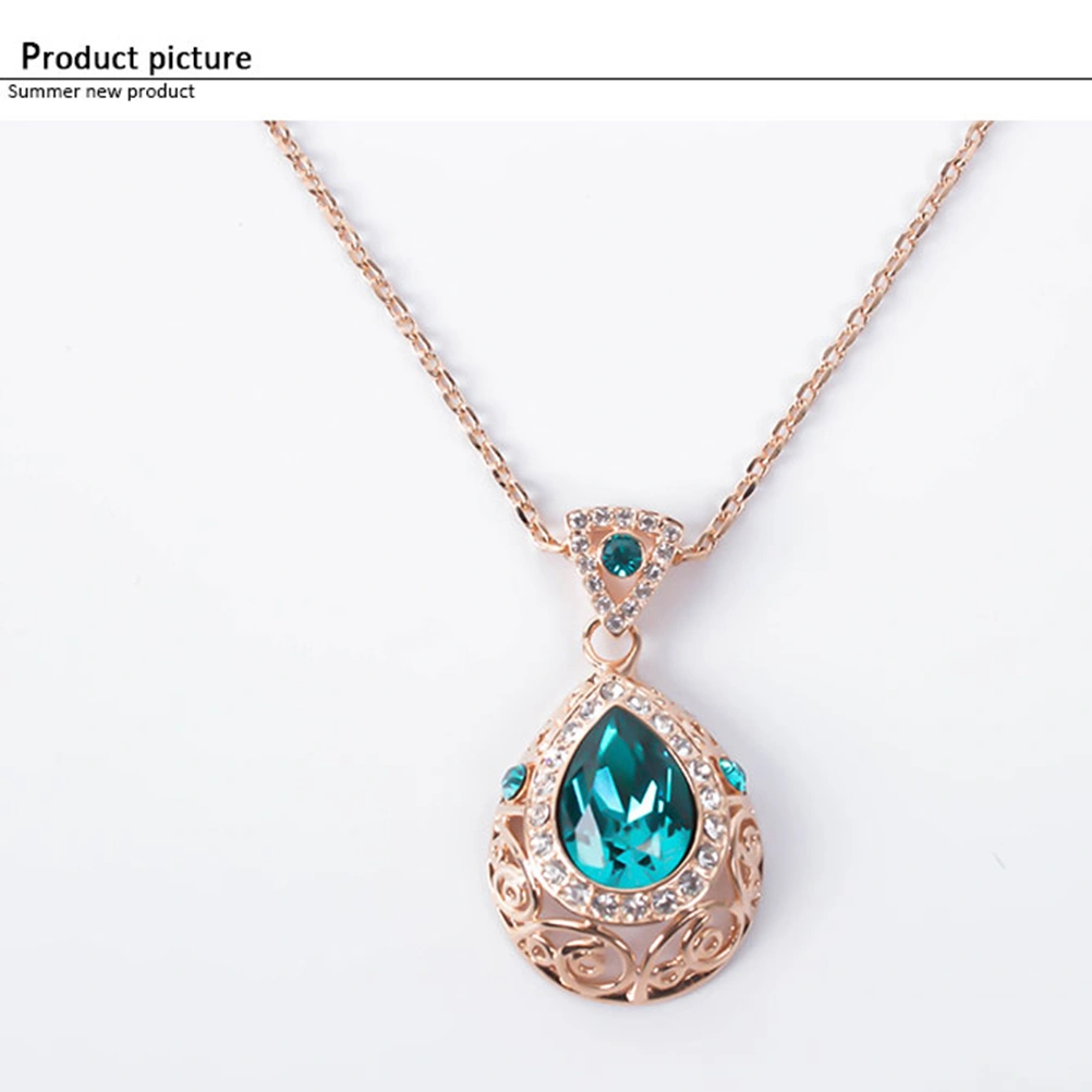 2pcs Wedding Bridal Jewelry Set Crystal Rhinestone Necklace Earrings Set