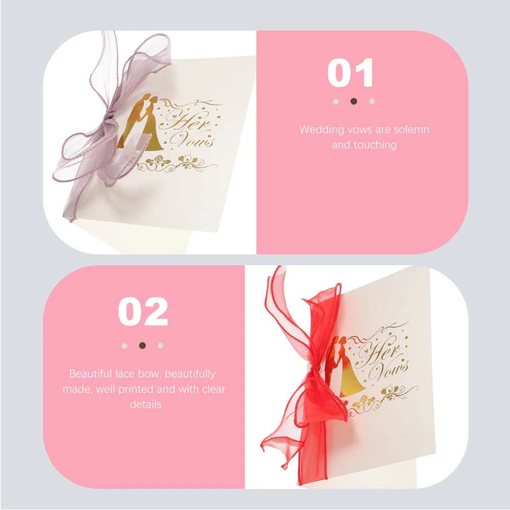 2pcs Wedding Oath Cards Wedding Vow Cards Ribbon Marriage Vows Oath Book Bridal Shower Gift