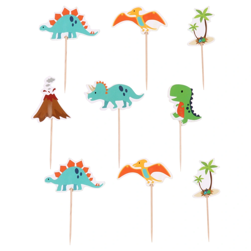 48pcs Paper Cupcake Toppers Dinosaur Cake Decoration for Birthday Festival