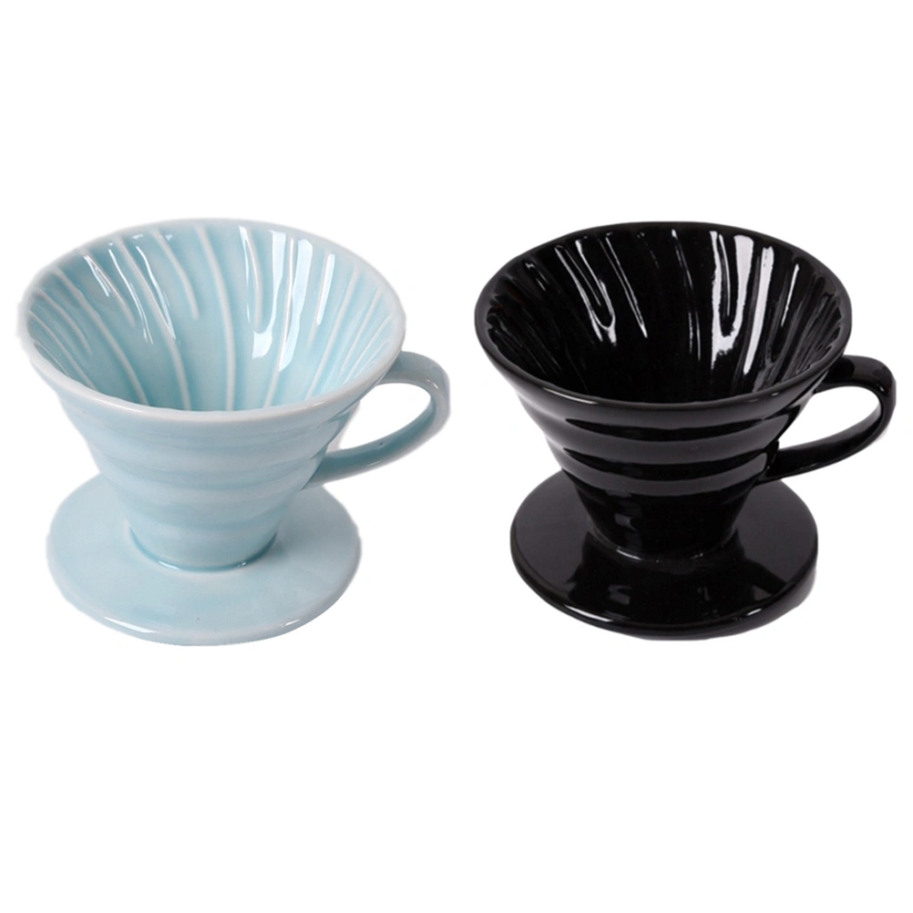 1pc Ceramic Cone Shape Design Coffee Filter Cup Coffeepot Handmade Coffee Maker for Home Office (Sky-blue for 1-2 People Use)