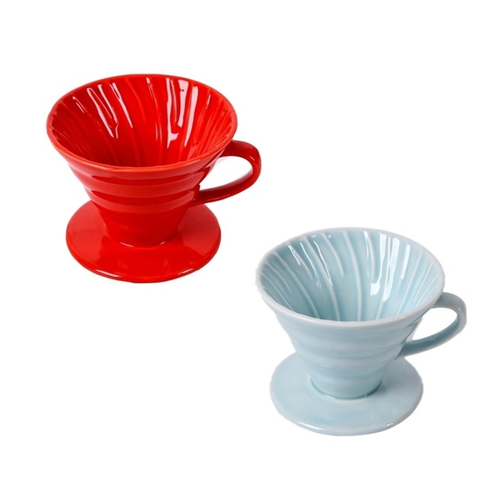 1pc Ceramic Cone Shape Design Coffee Filter Cup Coffeepot Handmade Coffee Maker for Home Office (Sky-blue for 1-2 People Use)