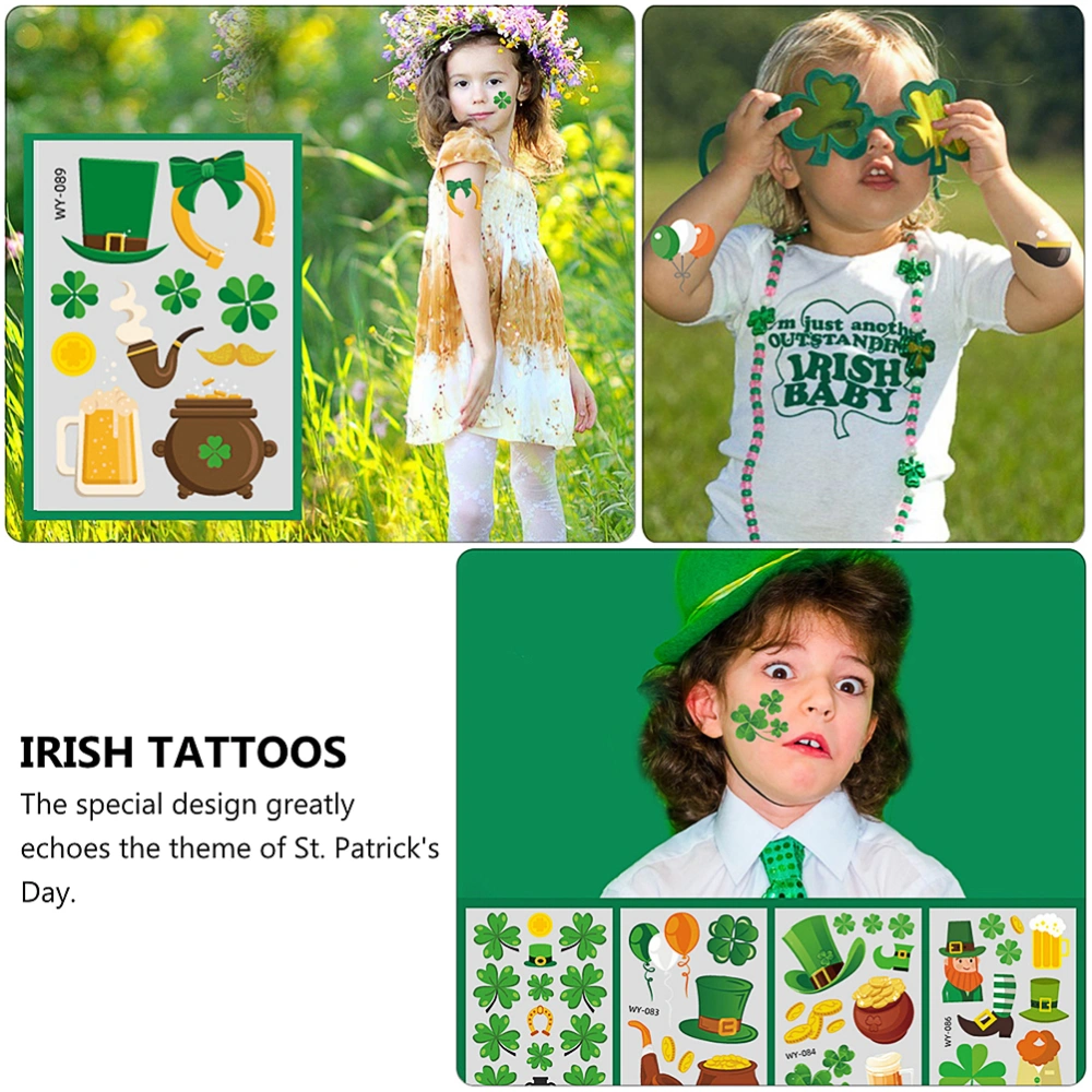 10 Sheets St. Patrick's Day Stickers Shamrock Face Stickers (Mixed Style)