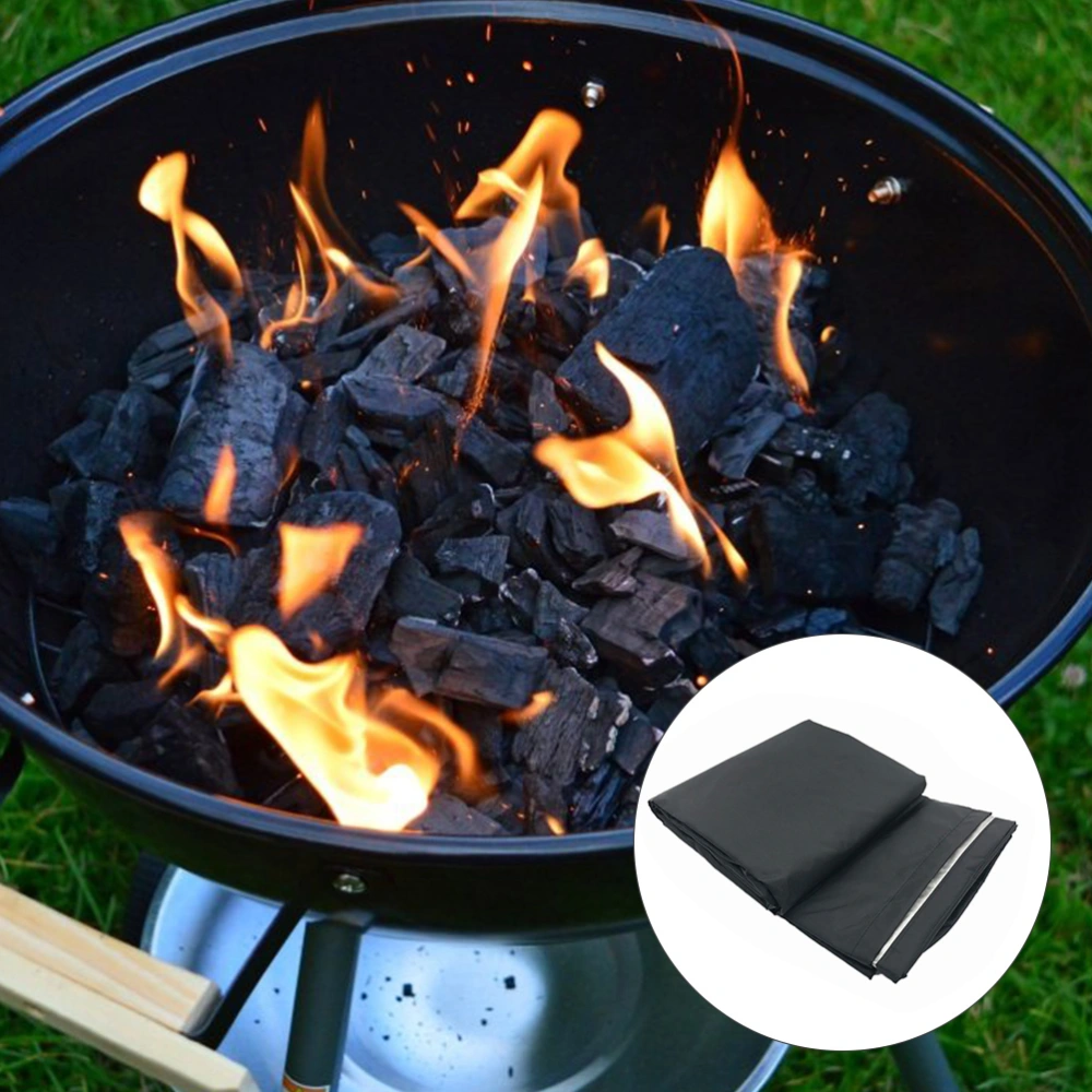 1pc Fire Pit Cover Light Waterproof 210D Polyster PVC Coating Round Cover Black