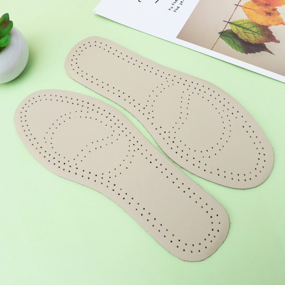 1 Pair of Leather Insoles Breathable Bamboo Charcoal Sweat Absorption Damping Shoe Pads (Size 35-36)