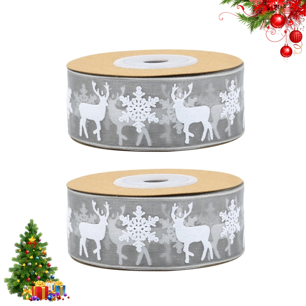 2 Roll Chic Xmas Gift Wrapping Ribbons Strip Christmas Riband Festival Gift DIY Supplies for Home