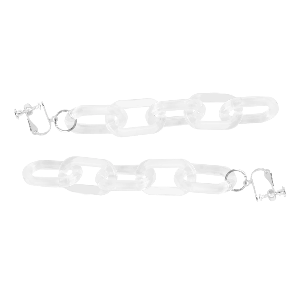 1 Pair Small Round Ring Chain Ear Clip Simple Sling Chain Eardrop (Transparent)