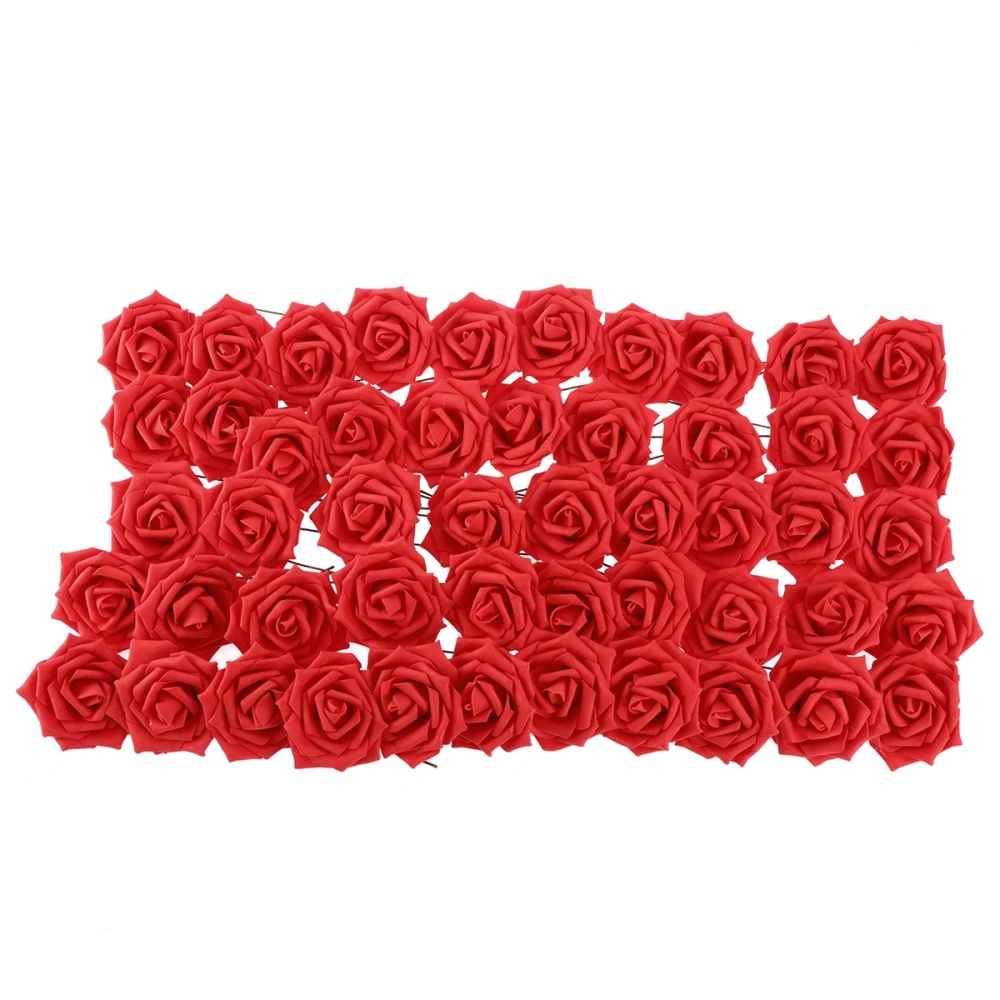 50pcs Artificial Flower Rose Real Touch Realistic Fake Roses for DIY Bouquets Wedding Party Baby Shower Home Decor (Bright Red)