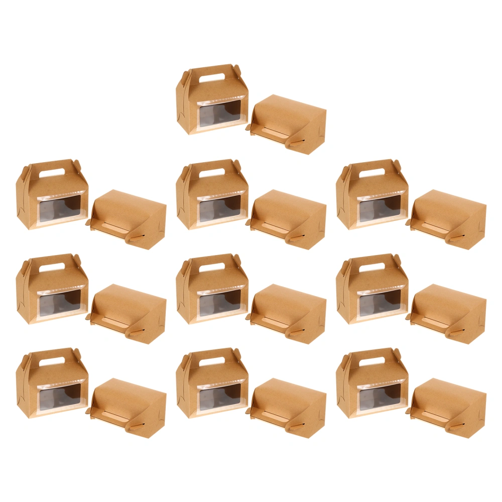 20pcs Portable Cake Boxes Kraft Paper Cake Packaging Organizers Cake Cases