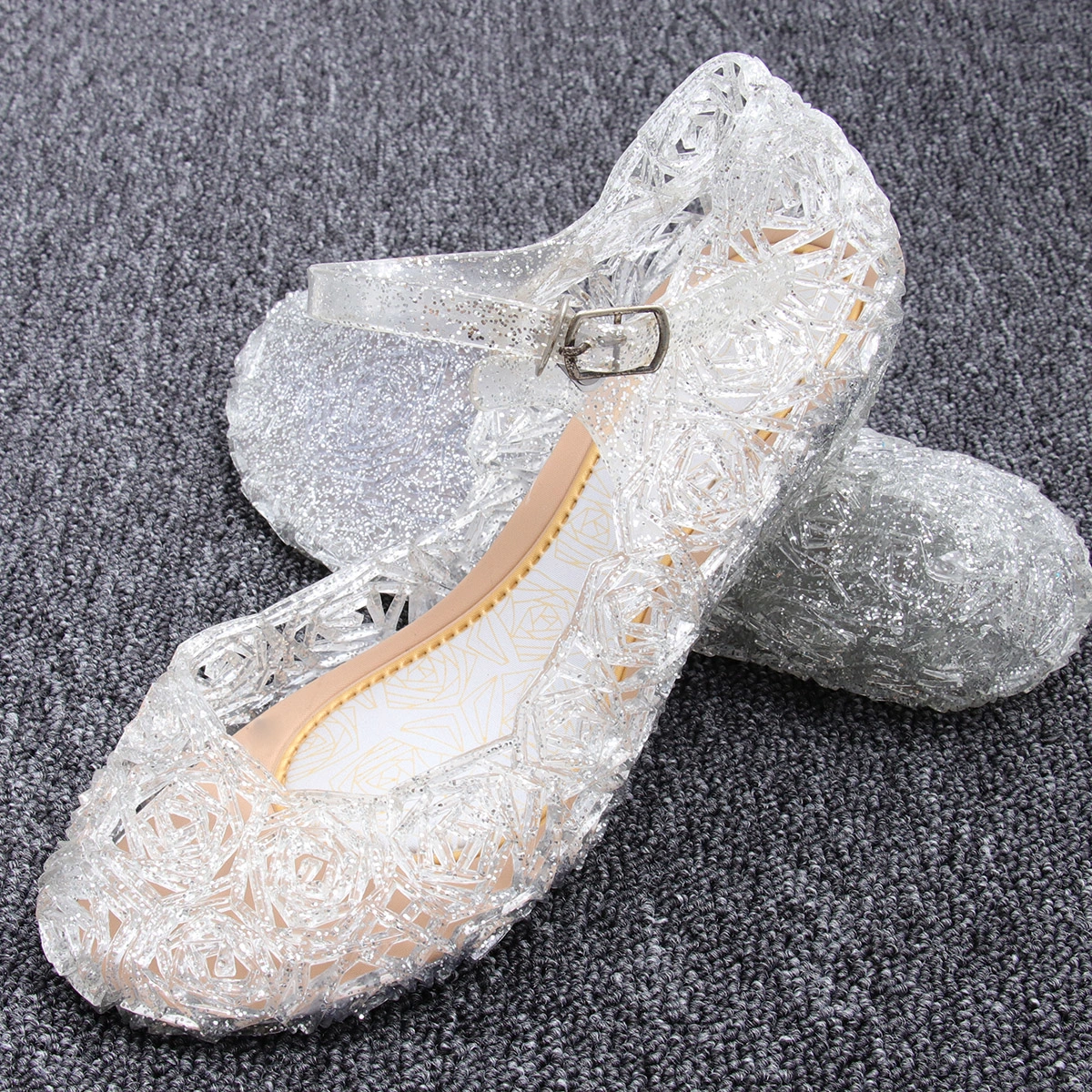 1 Pair of Baby Girl Sandals Little Girl High Heel Jelly Sandals Summer Shoes - Size 35 (White)