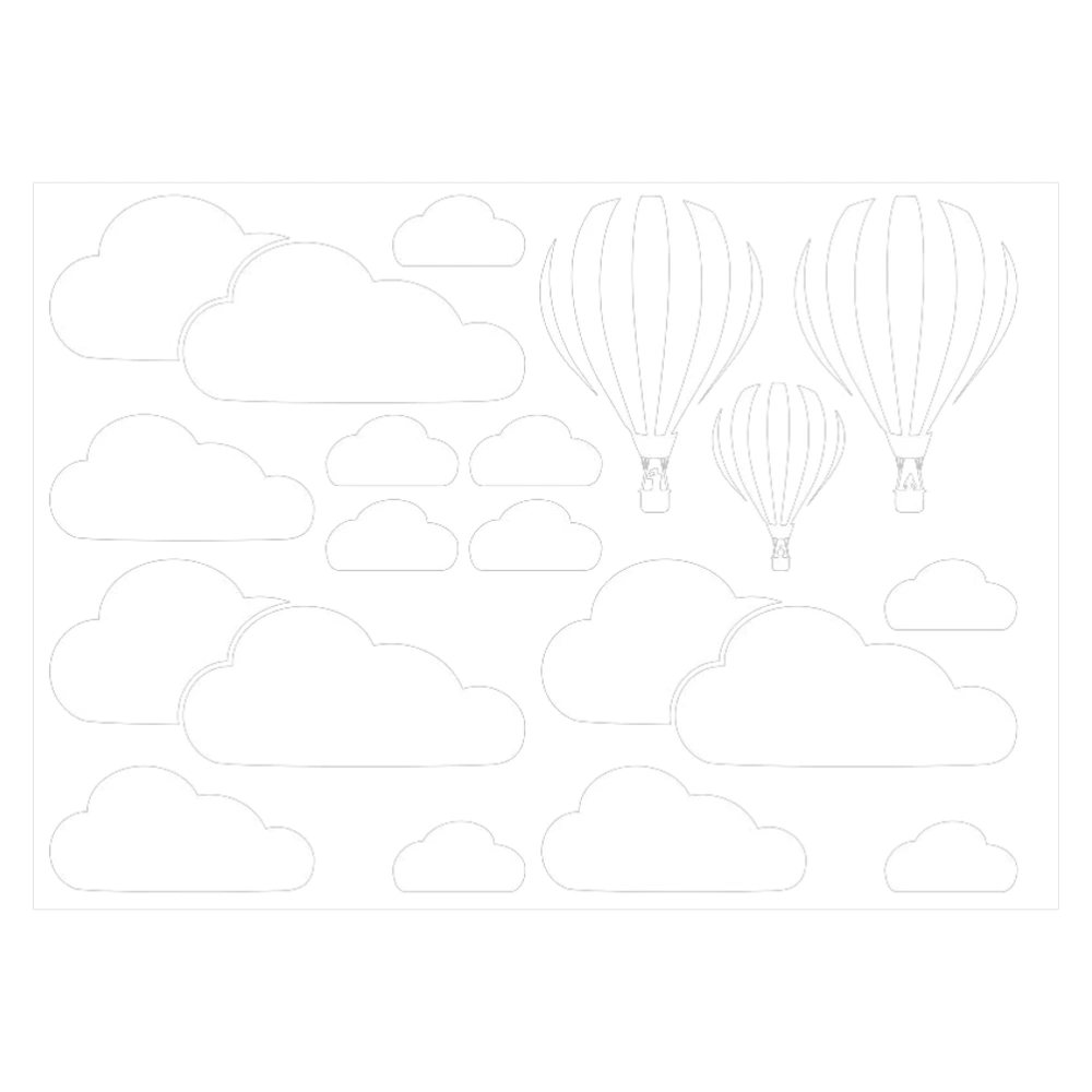 1 Sheet Air Balloon Wall Sticker White Clouds Pattern Wall Decals Home Decor