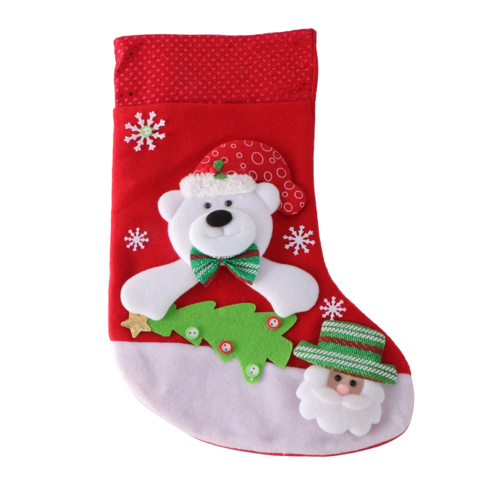 1 Pc Christmas Sock Decorative Sock Pendant Large Candy Bag Fruit Storage Pouch