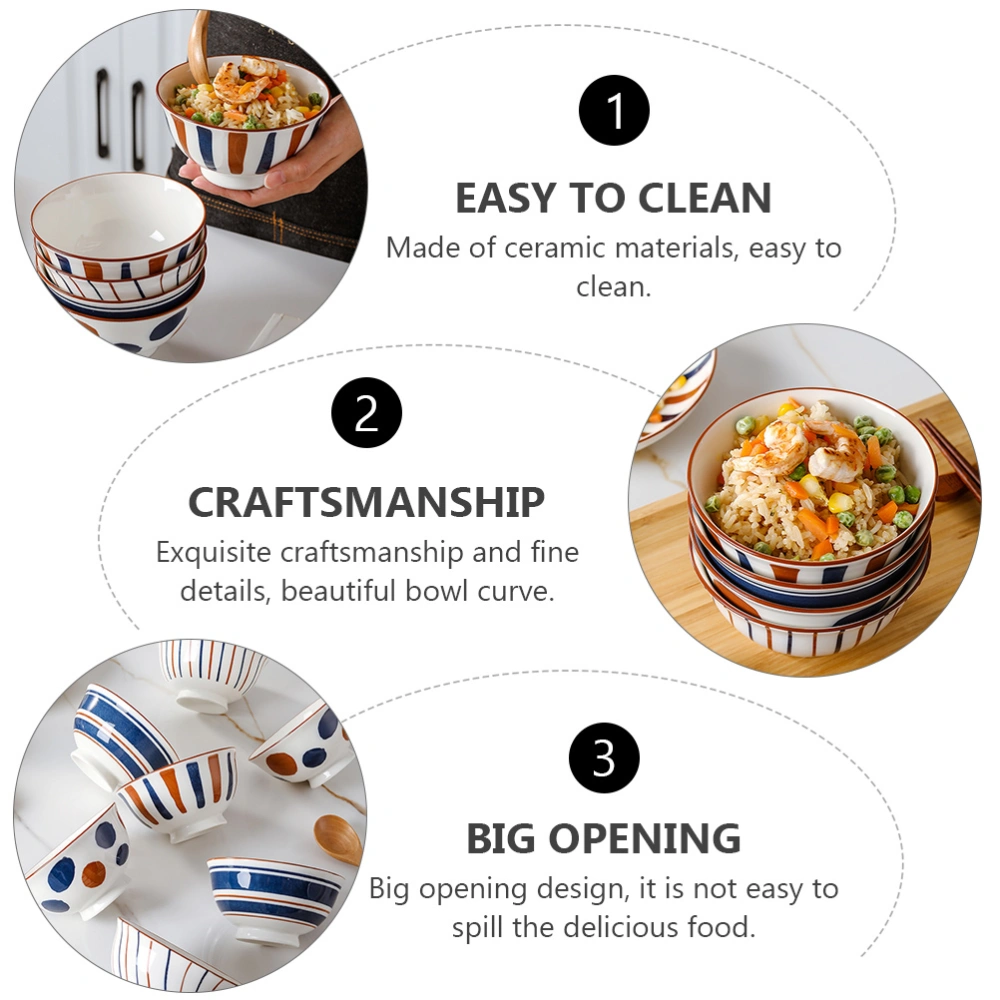 4pcs Simple Soup Salad Bowl Noodle Bowl Ceramic Rice Bowl Home Tableware