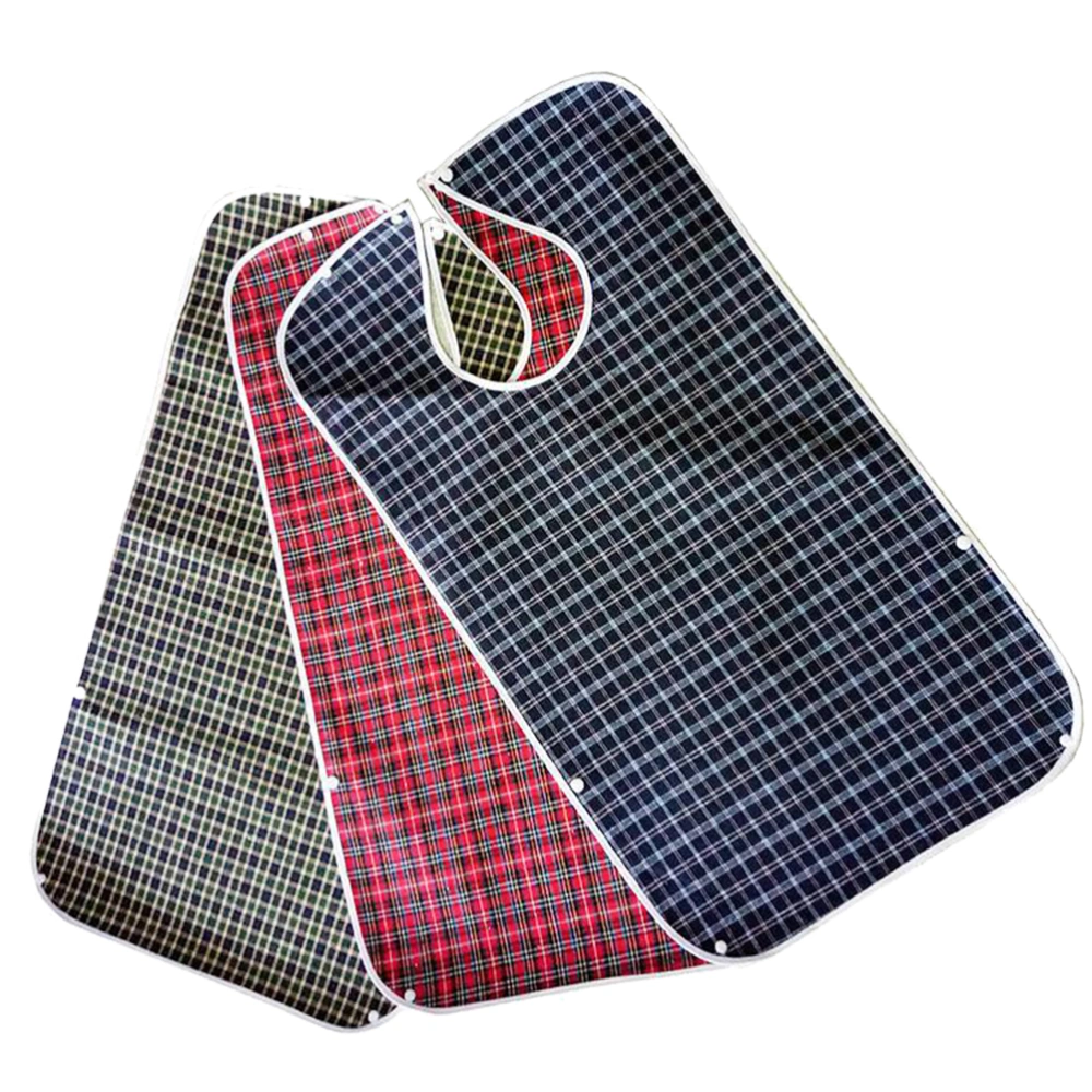 Large Size Tartan Plaid Waterproof Adult Bib Mealtime Clothing Protector (Green)