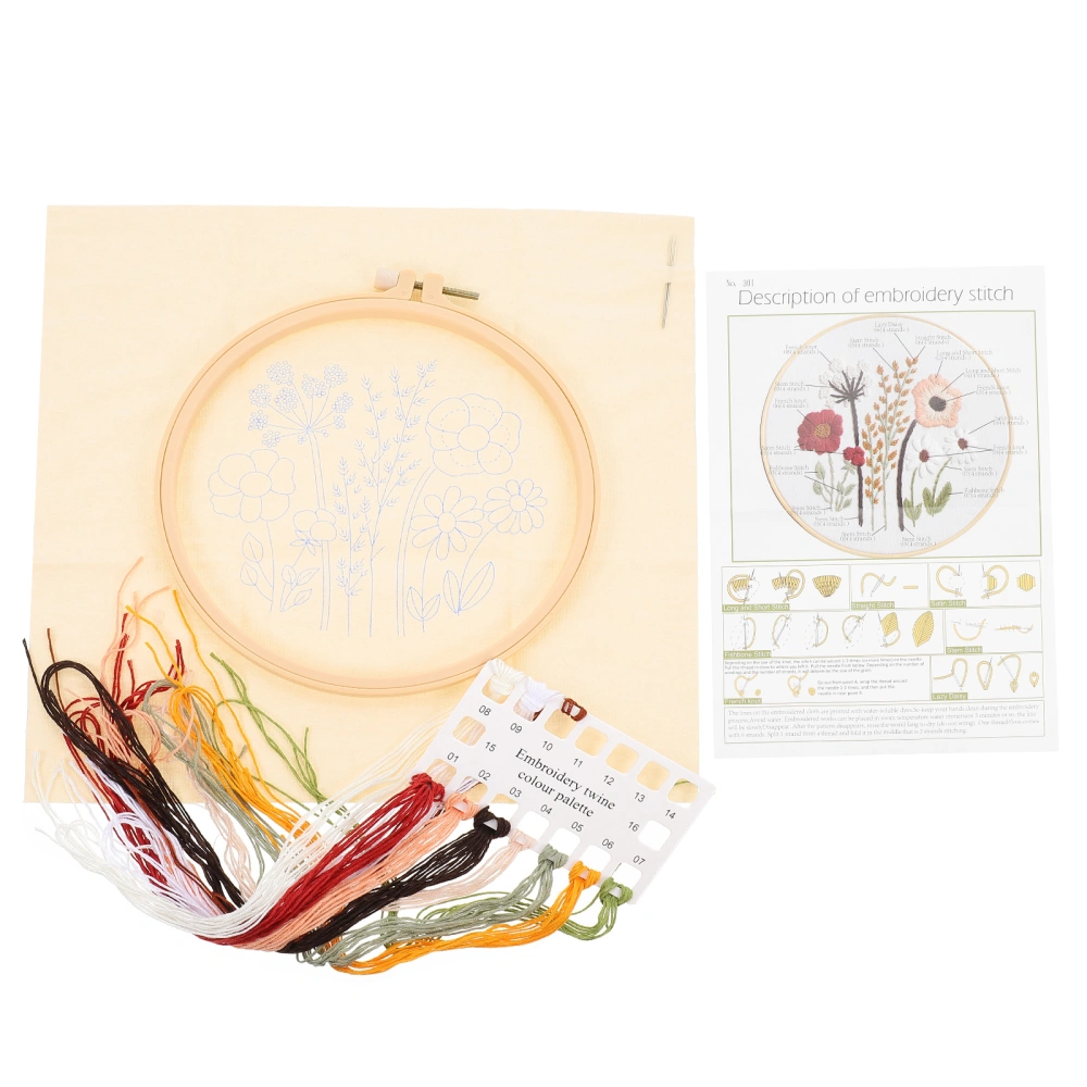 1 Set Beginners Embroidery Kits DIY Cross Stitch Kits Flower Pattern Embroidery Kits