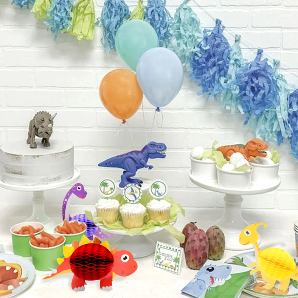 1 Set/10pcs Dinosaur Theme Honeycomb Ball Adornment Birthday Party Supplies