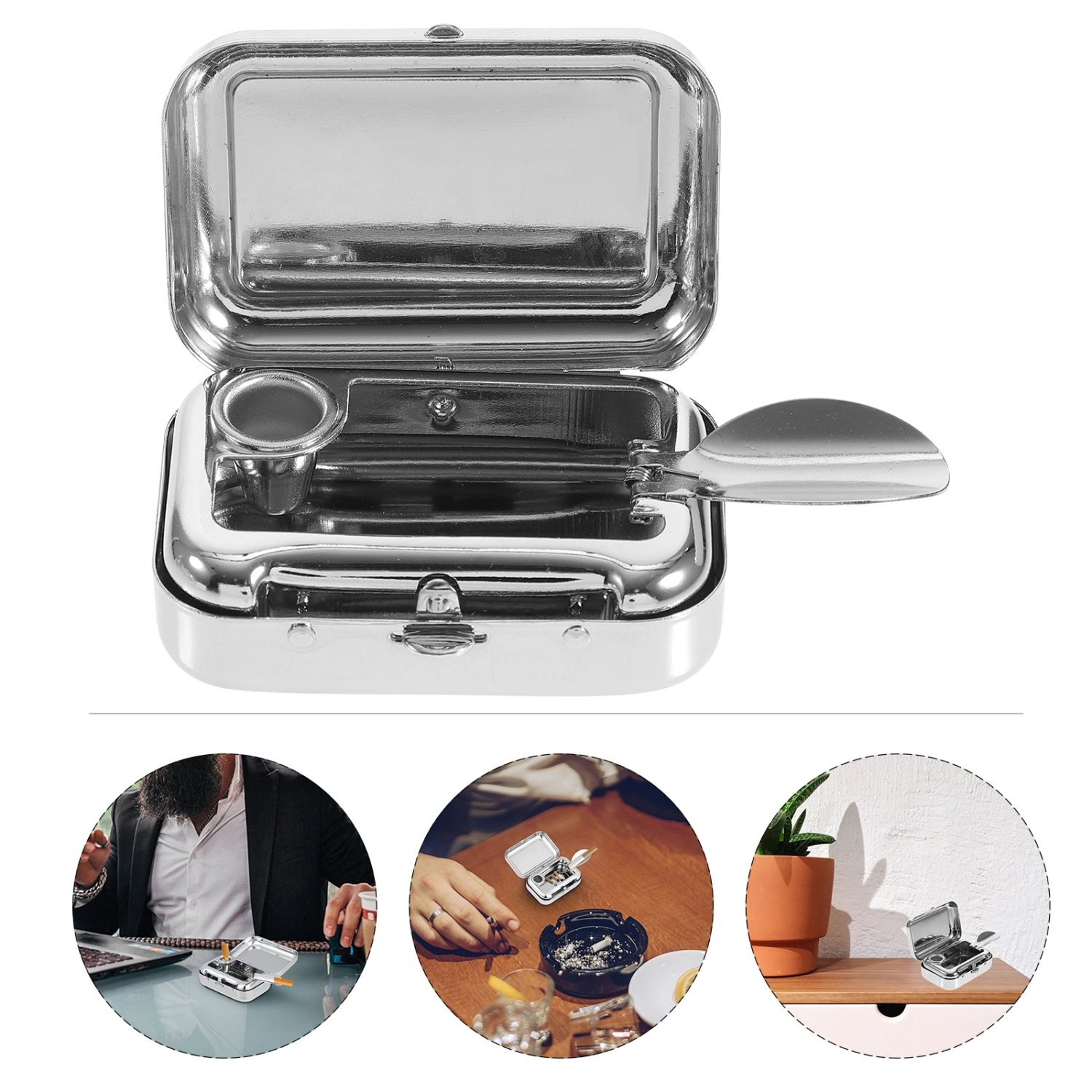 Outing Ash Container Stainless Steel Ashtray Metal Ashtray Cigarette Ash Tray