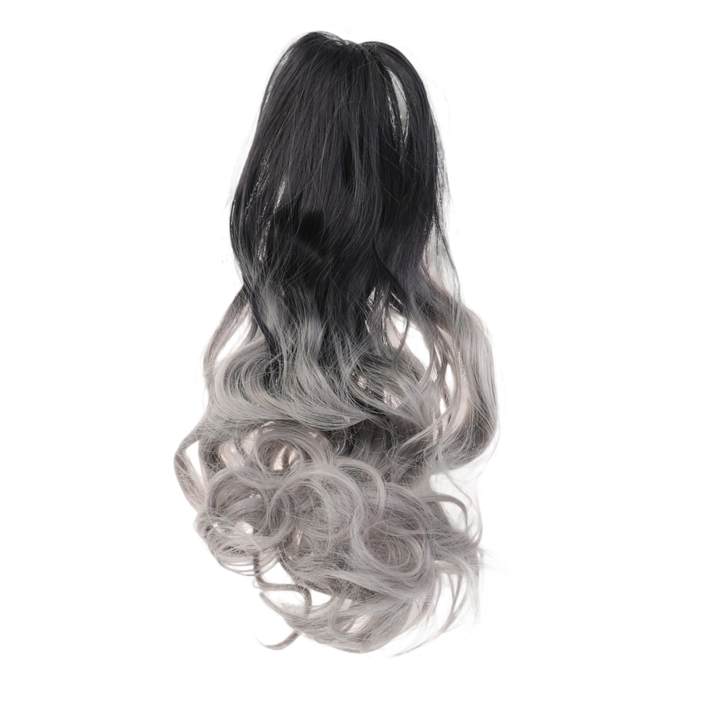 Women Long Curly Wig Cosplay Synthetic Hair Wig Gradient Wigs Headwear for Women Grils (Black and Grey)