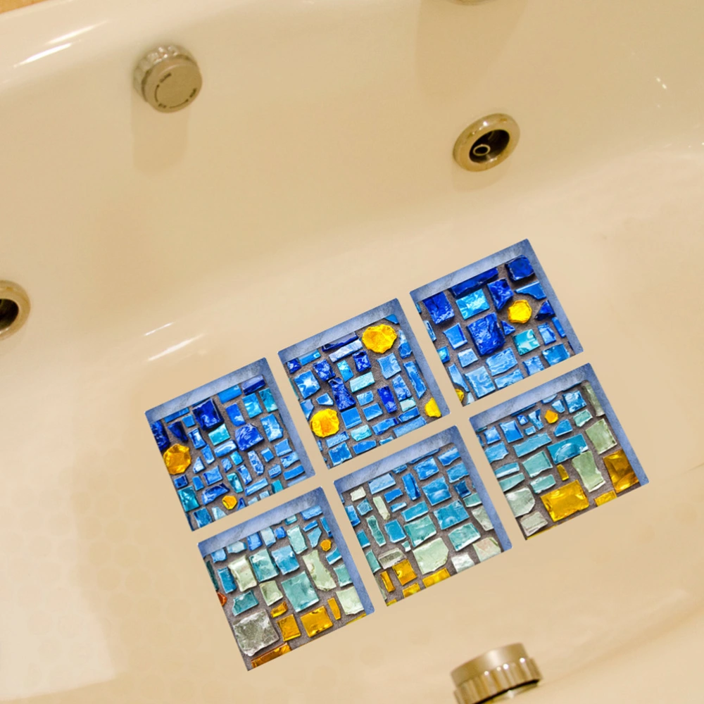 15x15cm 6Pcs Mosaic Simulation 3D Bathtub Anti Paste Bathtub Decoration Blue