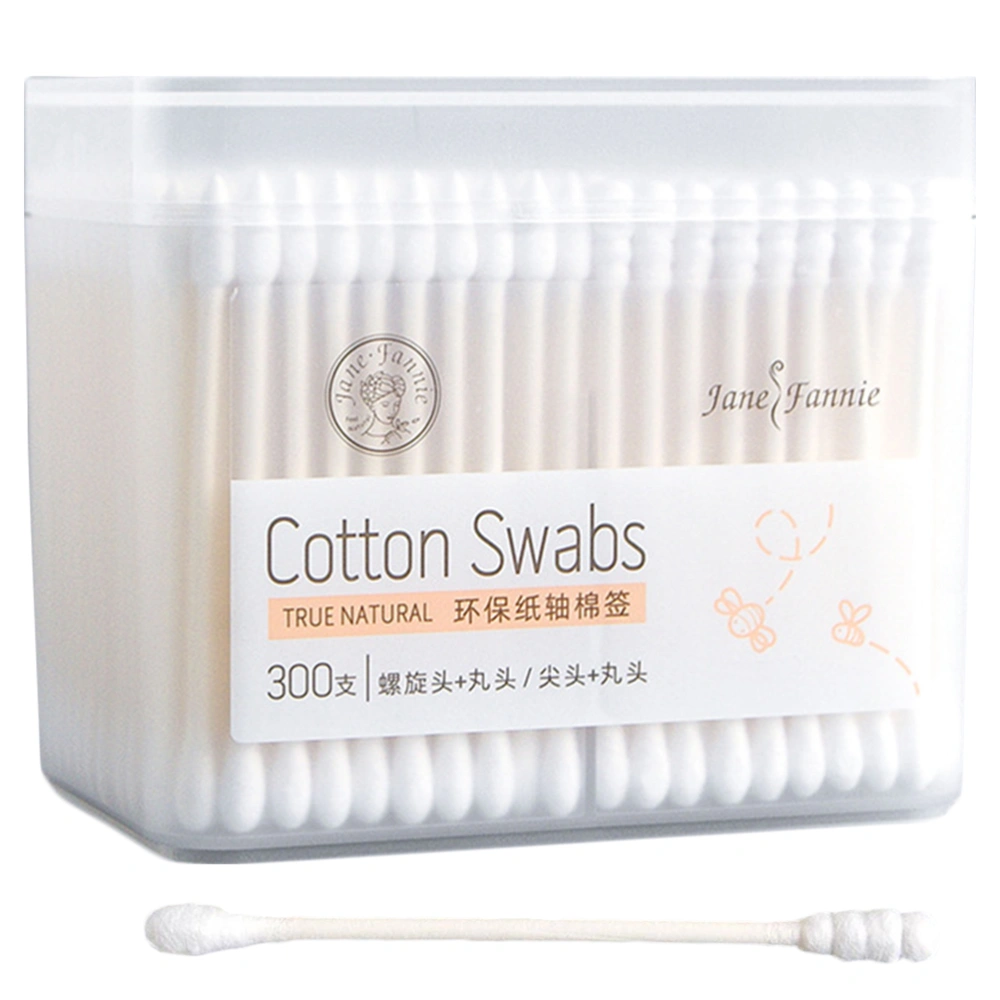 300pcs of One Set Environment-friendly Cotton Swab Disposable Cotton Swab Double Head Sterile Rod Cleaning Swab Stick for Home Travel