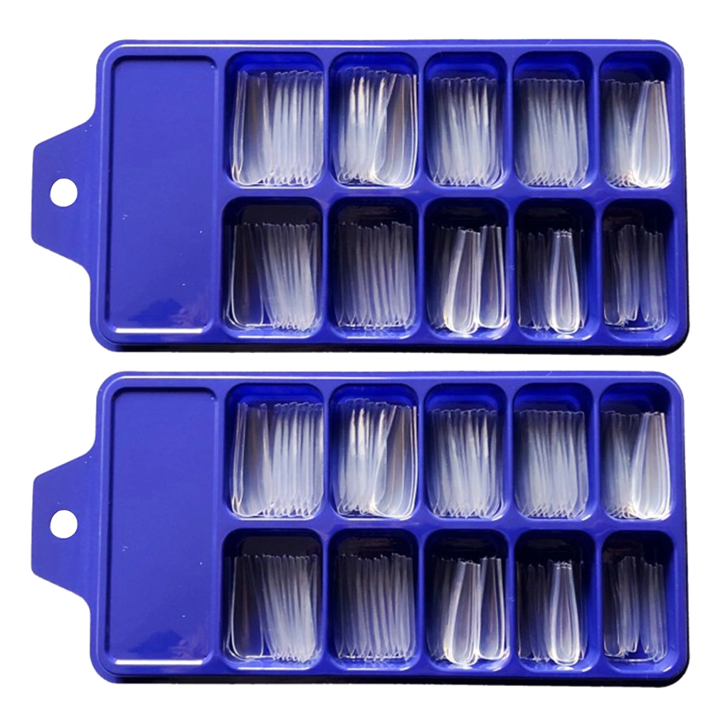 2 Boxes Long Ballerina Fakes Nails Full Cover False Nail Tip French Artificial Fingernails for Women Girls (100pcs/Box, Transparent)