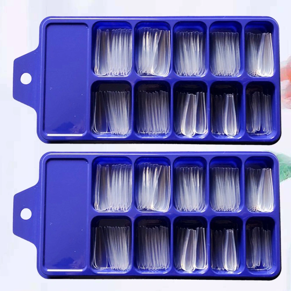 2 Boxes Long Ballerina Fakes Nails Full Cover False Nail Tip French Artificial Fingernails for Women Girls (100pcs/Box, Transparent)