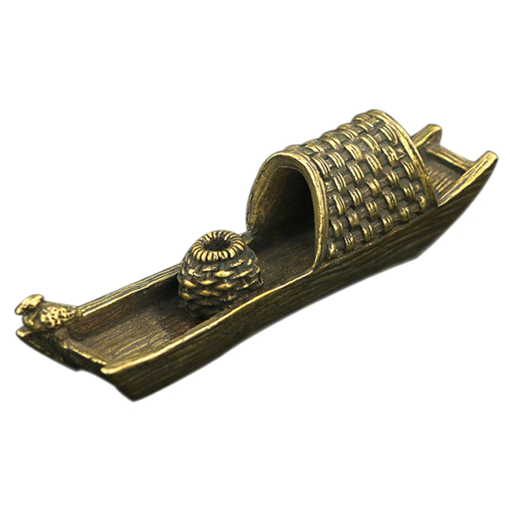 1Pc Brass Incense Burner Creative Boat Shape Aroma Stove Tea Ceremony Accessories Ornament (Copper)