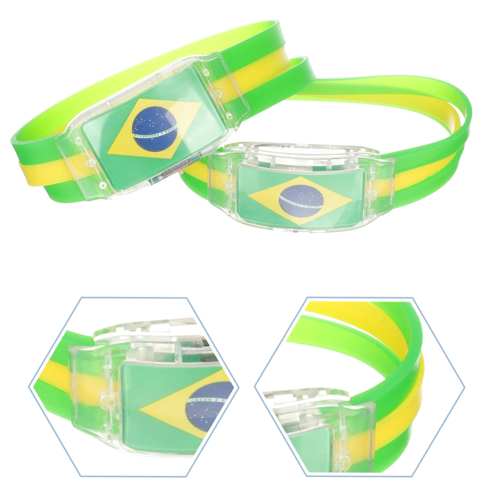 2Pcs Glowing Flag Bracelets LED Flag Bracelets Party Silicone Bracelets Cheer Supplies for Fans