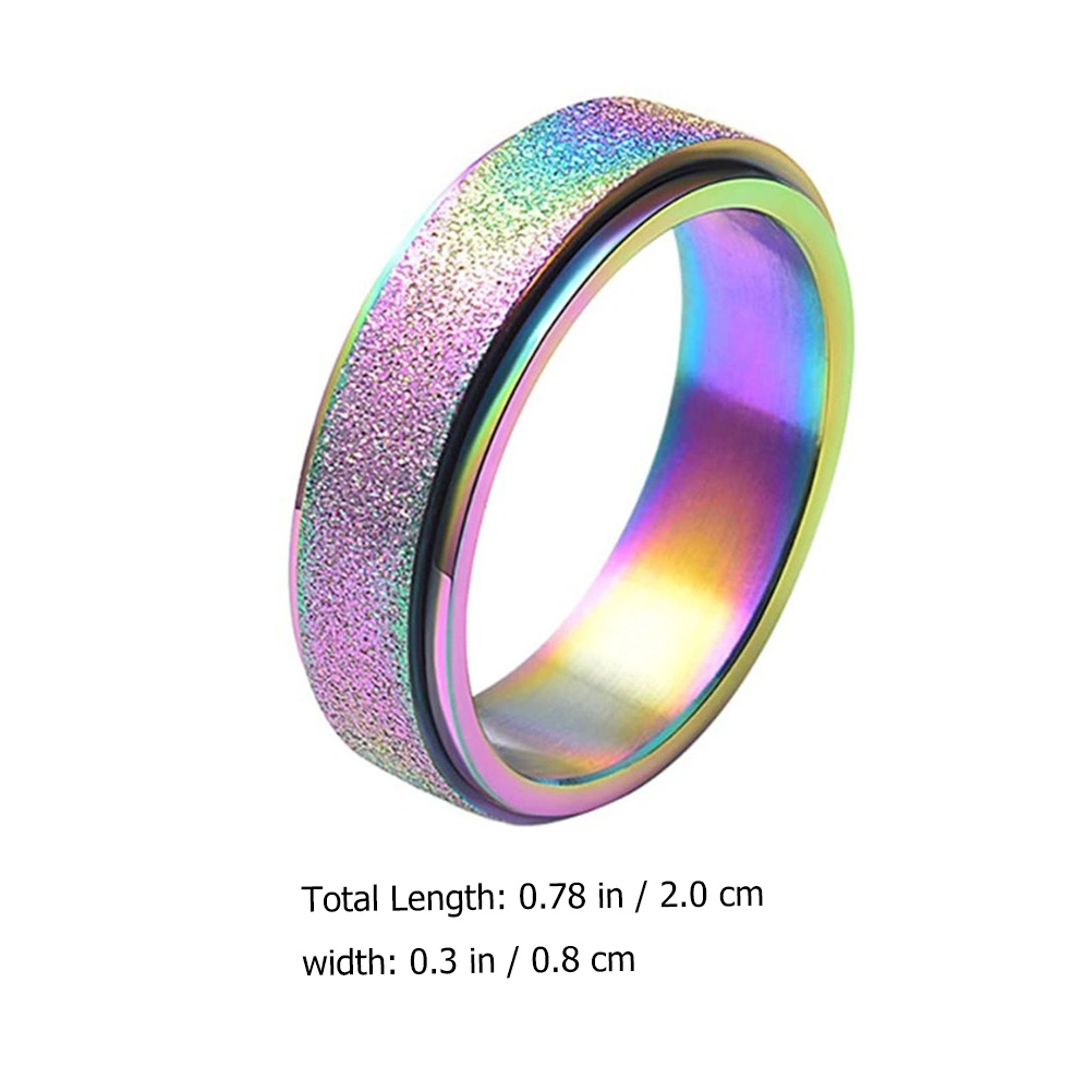 3pcs Stainless Steel Colorful Rings Rotating Finger Rings Male Female Rings