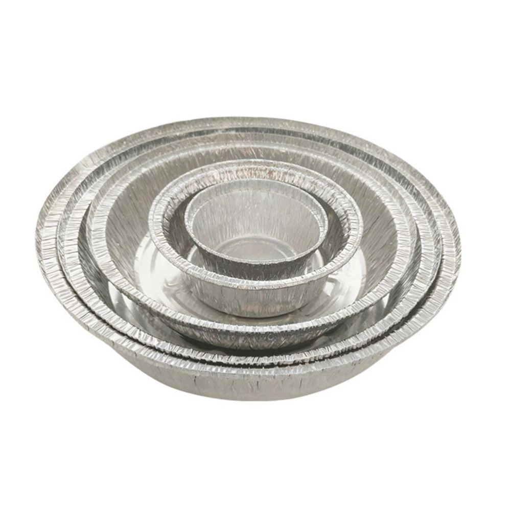 50 Pcs 120ML Tin Foil Bowls Aluminum Foil Round Disposable BBQ Tray Pie Pans for Homemade Cakes Pies -8x3.7cm (Without Lid)