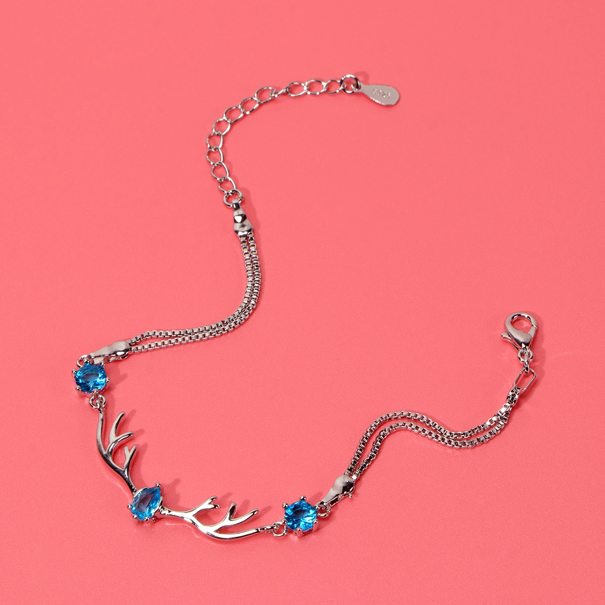 Valentine's Day Bracelet Stylish Women Hand Decoration Birthday Gift Fashion Jewelry for Ladies Female (Blue)