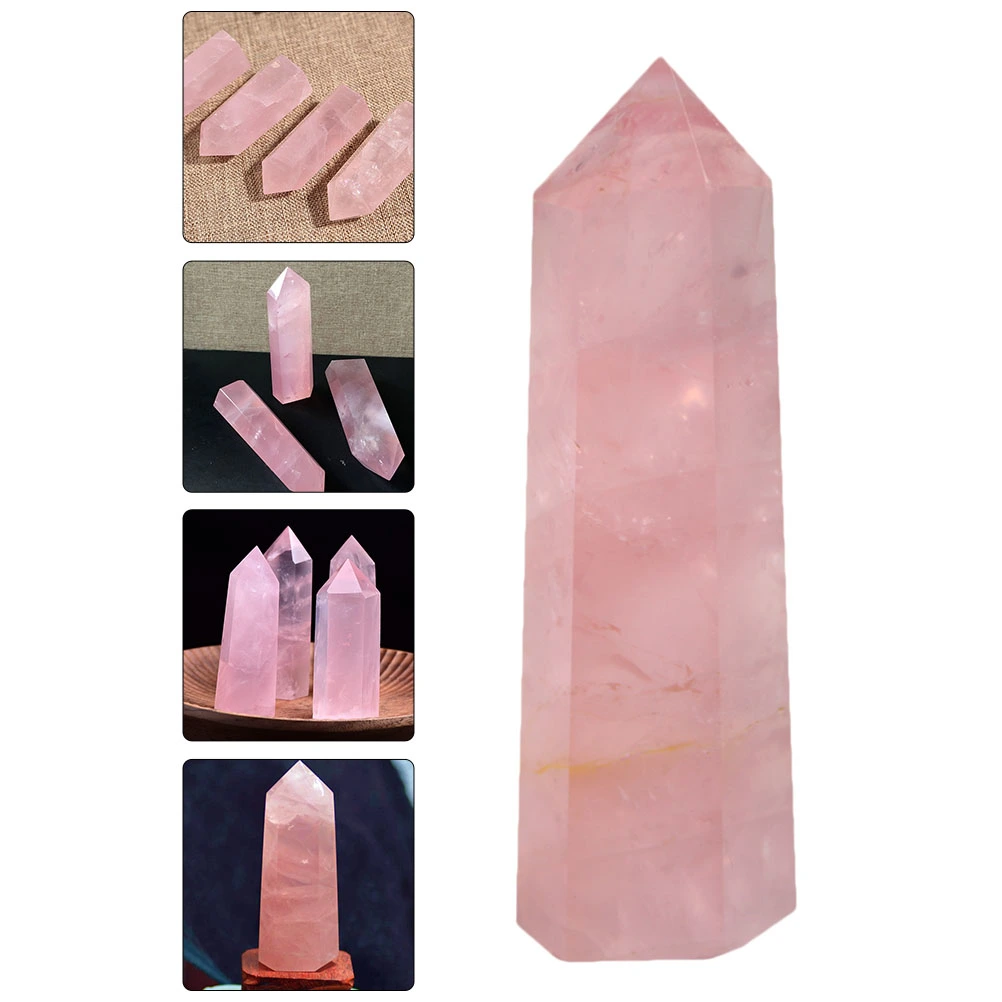 Delicate Natural Pink Hexagonal Stone Crystal Wand Point Healing Mineral Stone
