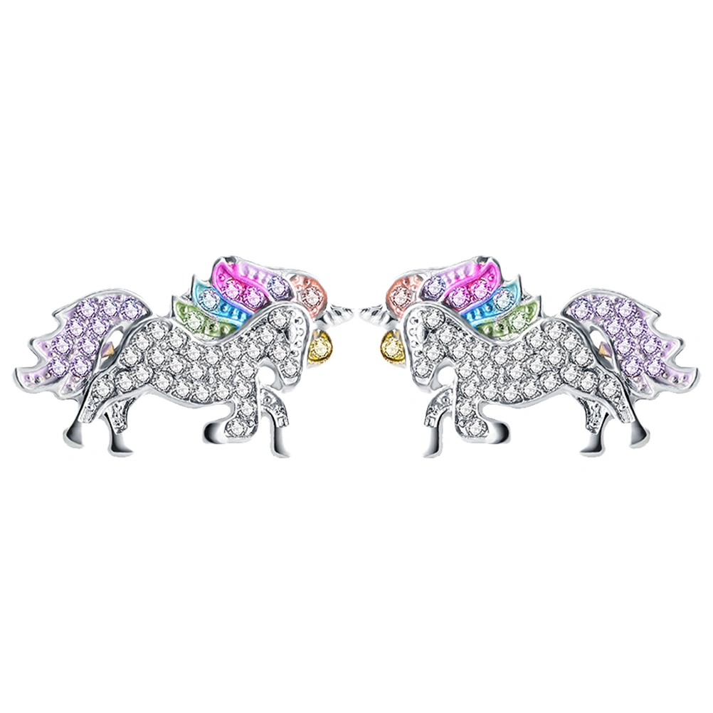 1 Pair Colorful Unicorn Earrings Stylish Ear Stud Ear Accessories Casual Jewelry Birthday Gift Party Ear Ornament for Women Ladies