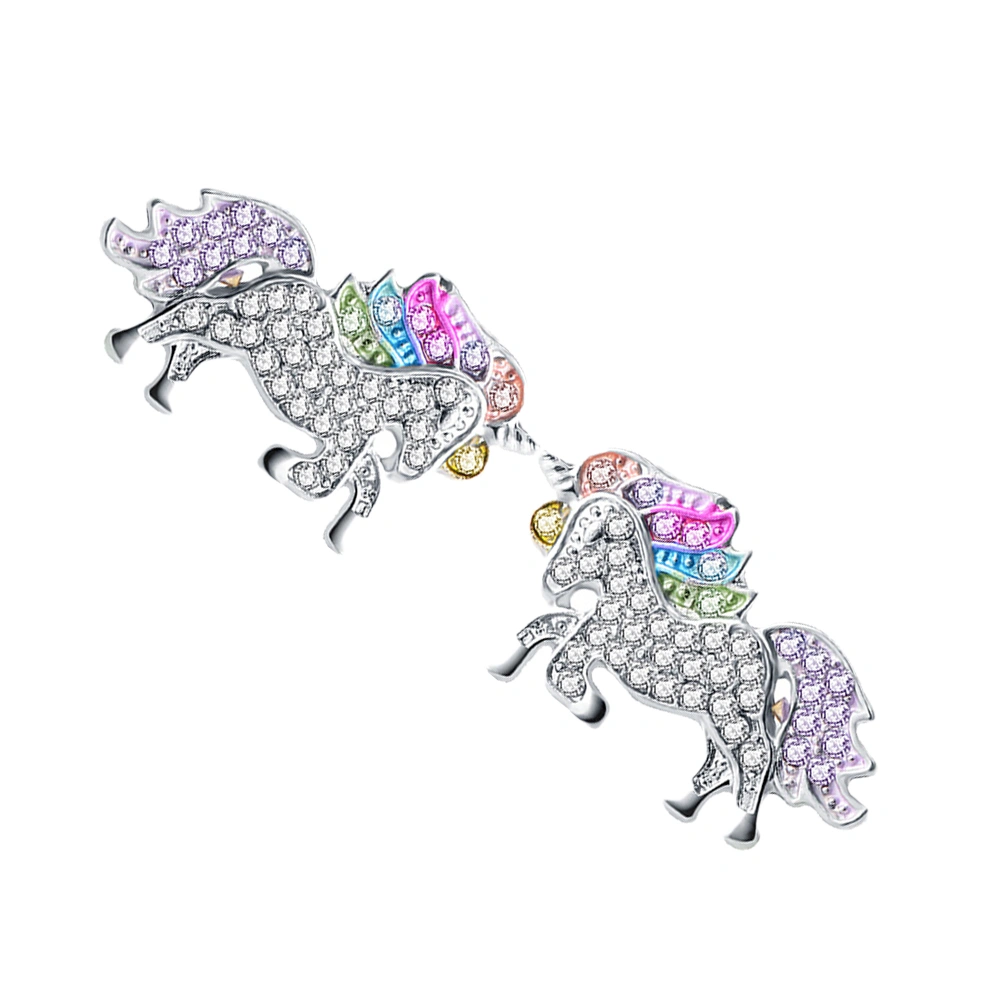 1 Pair Colorful Unicorn Earrings Stylish Ear Stud Ear Accessories Casual Jewelry Birthday Gift Party Ear Ornament for Women Ladies