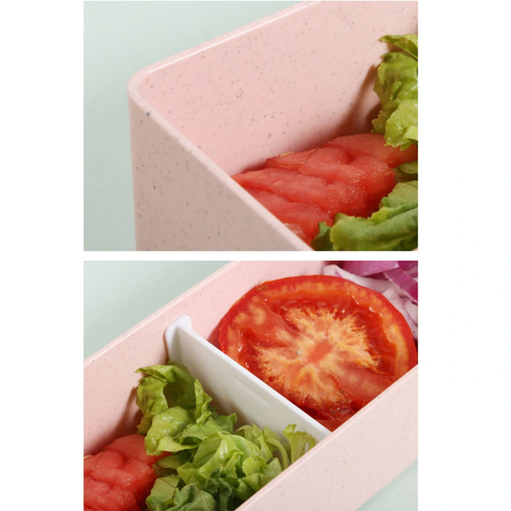 Triple Layer Lunch Box Wheat Straw Bento Container Portable Food Carrier Microwave Heating Food Box (Pink)