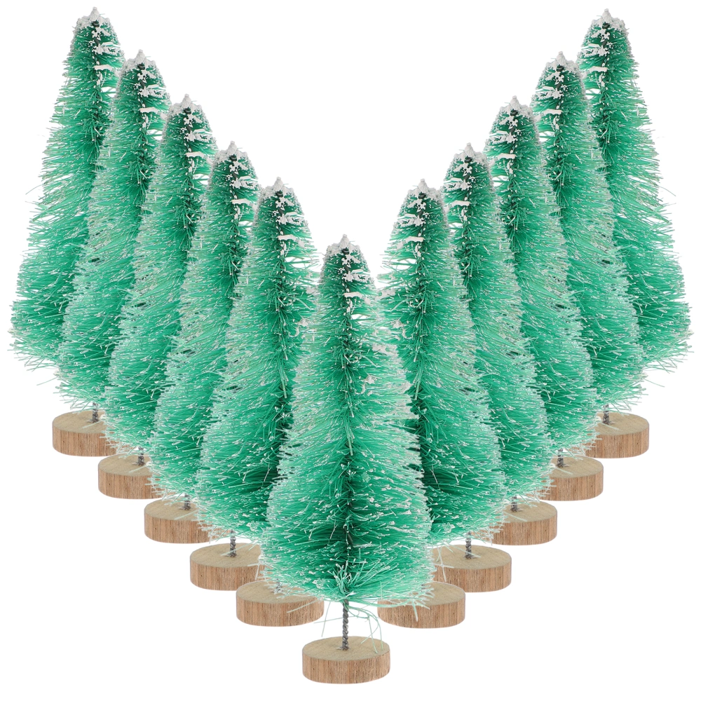 12 Pcs 8.5CM Christmas Decoration Small Sisal Silk Christmas Tree Party Home Decor DIY Christmas Ornament (Green Style)