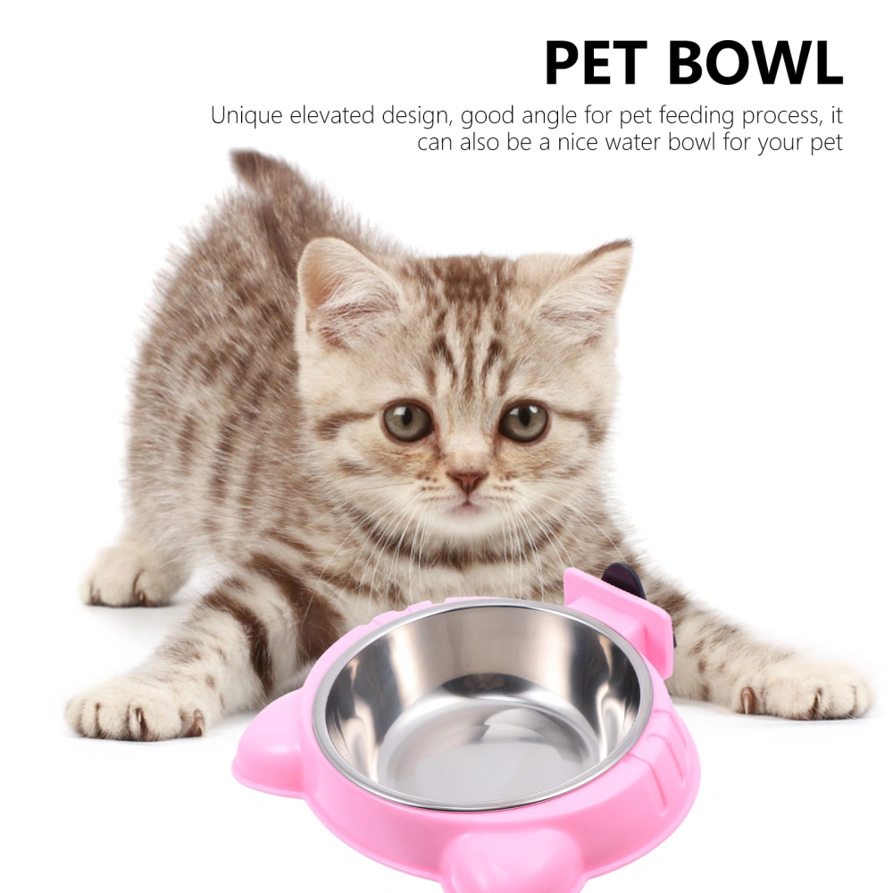 Pet Food Feeder Plastic Dog Bowl Pet Anti-tipping Bowl Pet Supply (Pink)