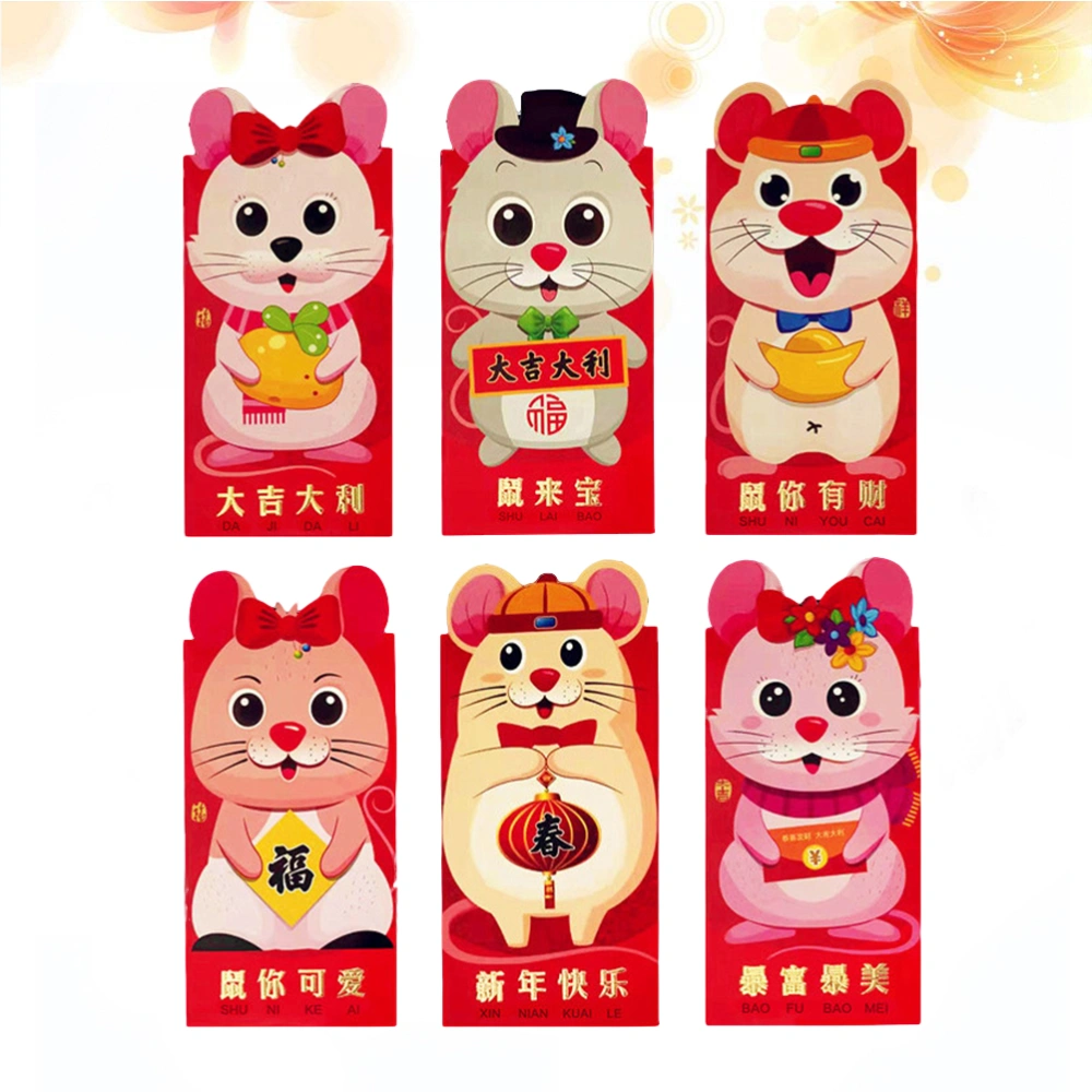 18pcs Red Envelopes 2020 Cartoon Rat Money Gift Envelopes Mouse Red Packets for New Year Birthday Chinese Wedding Random Pattern