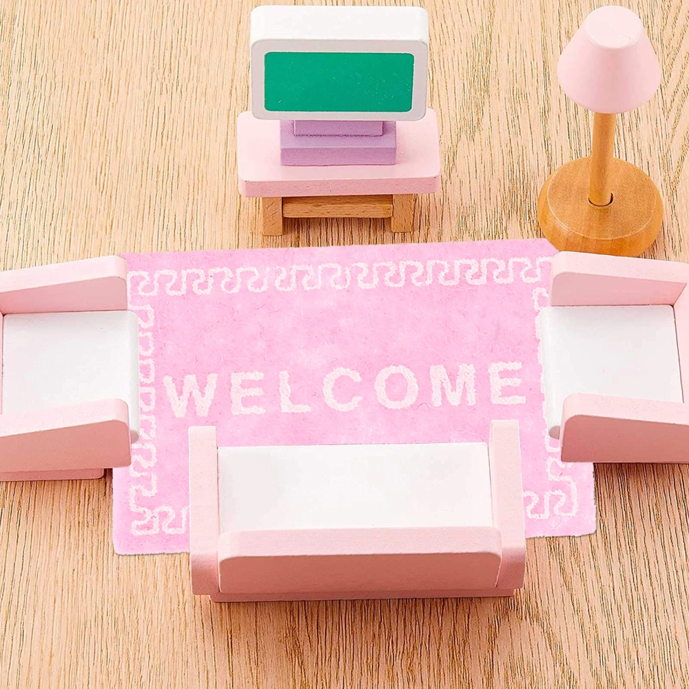 5Pcs Dolls House Rug Mini Dollhouse Furniture Decorative Supplies (Random Color)