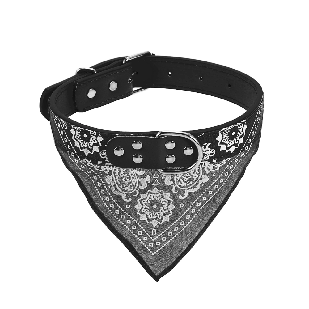 2.5cm Adjustable Pet Bibs Collars Triangular Bandage Bandana Saliva Towel Collar for Pet Cat Dog Feeding Cleaning - Size XL(Black)