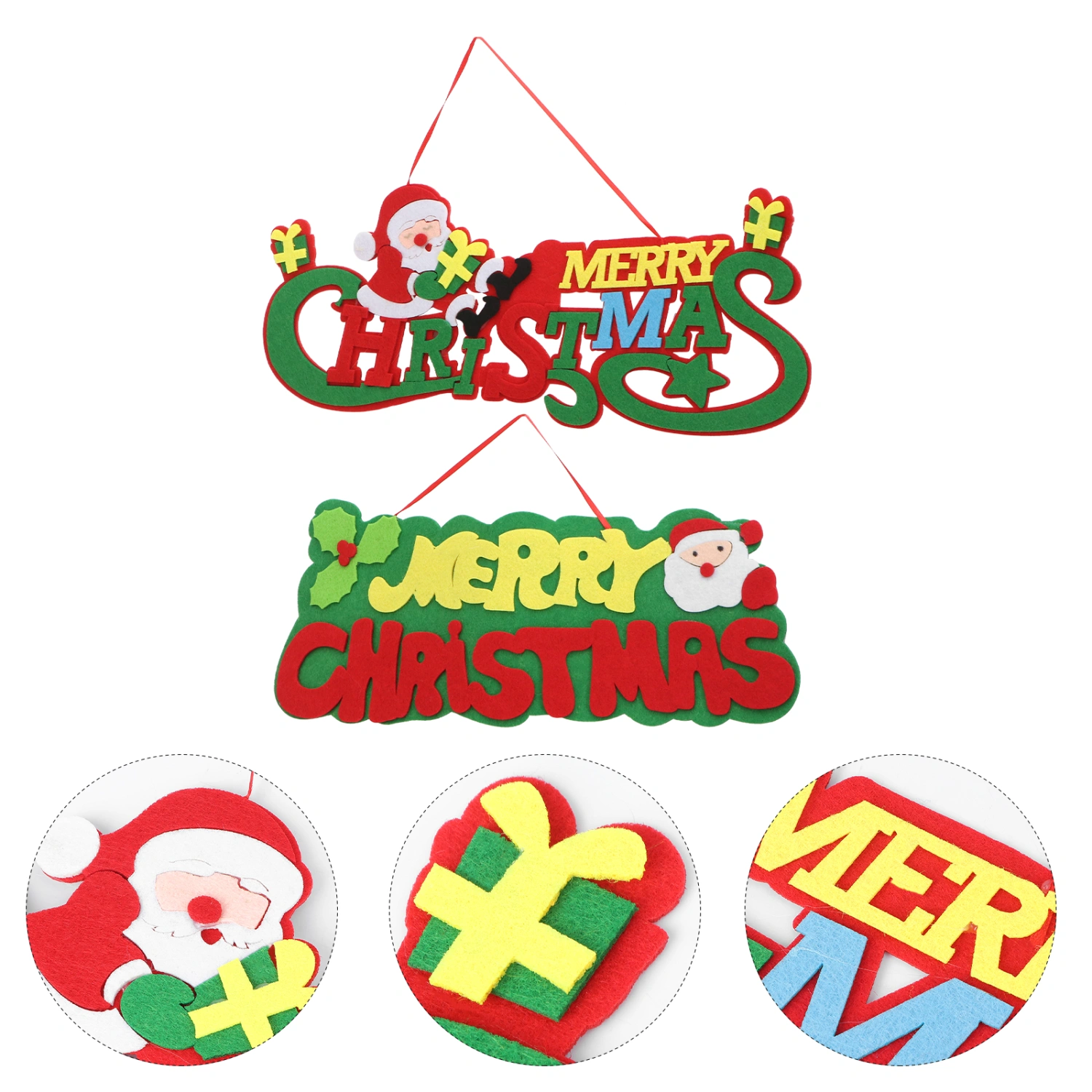 2pcs Merry Christmas Hanging Decor Felt Hanging Ornament Xmas Tree Party Hanging Pendant Adornment for Home Christmas