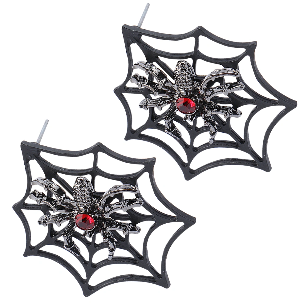 1 Pair Halloween Ear Stud Earring Spider Web Shape Design Ear Jewelry Decoration