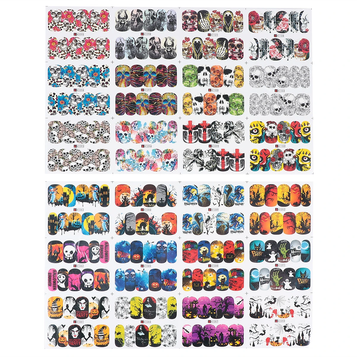 4 Sheets Girls Nail Art Stickers Halloween Nail Art Decals DIY Nail Stickers