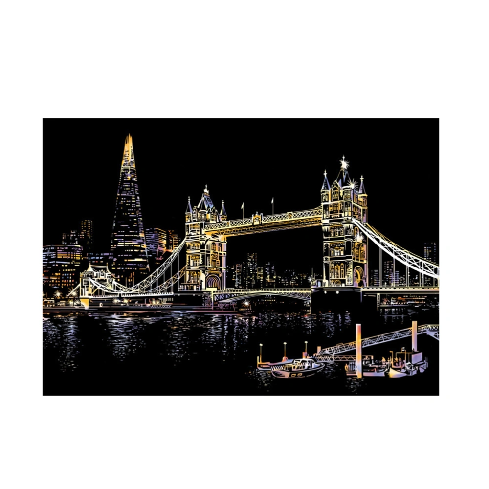 Adults Scratching Drawing Handmade Scratching Drawing Gift Adults Decompression Tool DIY Craft (London Tower Bridge)